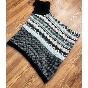 Cocogio Poncho Cape Women Turtleneck Aztec Western Heavyweight Italy Chunky O/S